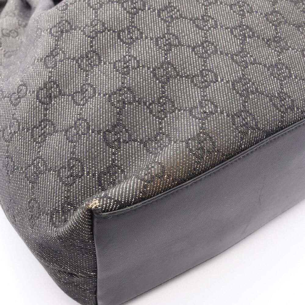 GUCCI Authentic Blue Leather Bamboo Shoulder Bag - Picture 6 of 11